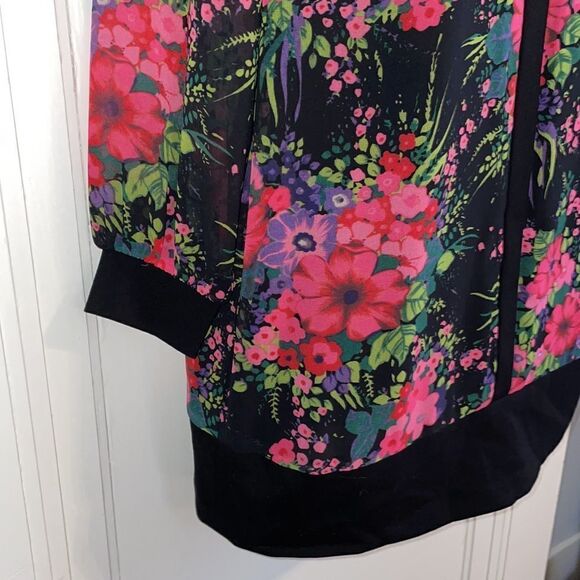 Lovely Doncaster Collection black & pink floral long tunic or dress - Picture 5 of 10